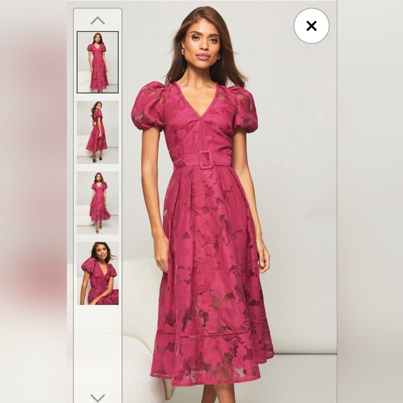 lipsy premium burnout belted skater midi dress